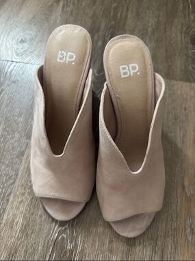 bp Blush Pink Suede Open-Toe Slip-On Mules